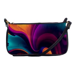 Abstract Colorful Waves Painting Shoulder Clutch Bag