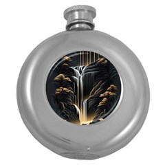 Waterfall Water Nature Springs Round Hip Flask (5 Oz)