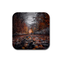 Breathe In Nature Background Rubber Square Coaster (4 Pack) by artworkshop