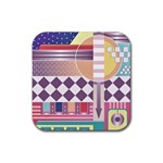 Abstract Shapes Colors Gradient Rubber Coaster (Square) Front