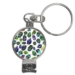 Leaves Watercolor Ornamental Decorative Design Nail Clippers Key Chain