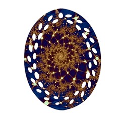 Fractal Spiral Art Pattern Blue Design Oval Filigree Ornament (two Sides) by Simbadda
