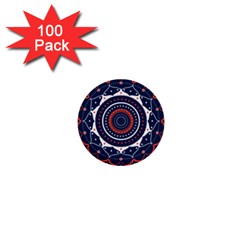 Mandala Orange Navy 1  Mini Buttons (100 Pack)  by Simbadda