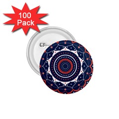 Mandala Orange Navy 1 75  Buttons (100 Pack)  by Simbadda