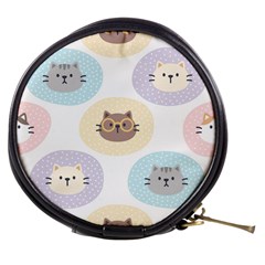 Cute Cat Seamless Pattern Background Mini Makeup Bag by Simbadda