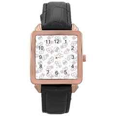 Cute Pattern With Easter Bunny Egg Rose Gold Leather Watch  by Simbadda
