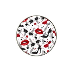 Red Lips Black Heels Pattern Hat Clip Ball Marker by Simbadda