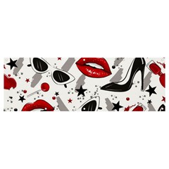 Red Lips Black Heels Pattern Banner And Sign 12  X 4  by Simbadda