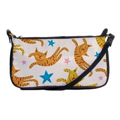 Cute Cats Seamless Pattern With Stars Funny Drawing Kittens Shoulder Clutch Bag