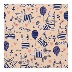 Cute Cats Doodle Seamless Pattern With Funny Characters Banner And Sign 3  X 3  by Simbadda