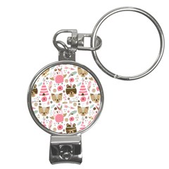 Pink Animals Pattern Nail Clippers Key Chain