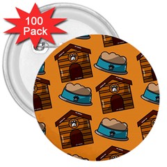 Pet House Bowl Food Seamless Pattern 3  Buttons (100 Pack)  by Simbadda