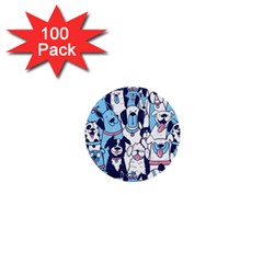 Dogs Seamless Pattern 1  Mini Buttons (100 Pack)  by Simbadda