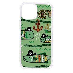 Seamless Pattern Fishes Pirates Cartoon Iphone 13 Mini Tpu Uv Print Case by Simbadda