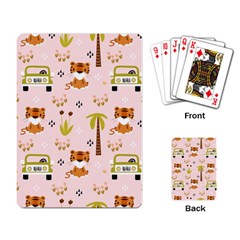 Cute Tiger Car Safari Seamless Pattern Playing Cards Single Design (rectangle) by Simbadda