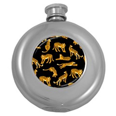 Seamless Exotic Pattern With Tigers Round Hip Flask (5 Oz)
