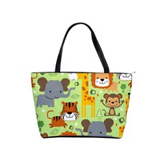 Seamless Pattern Vector With Animals Wildlife Cartoon Classic Shoulder Handbag by Simbadda