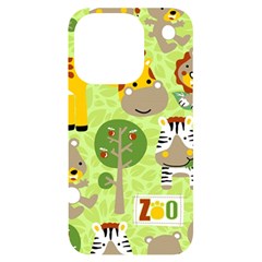 Funny Animals Cartoon Iphone 14 Pro Black Uv Print Case by Simbadda