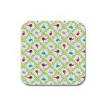 Birds Pattern Background Rubber Square Coaster (4 pack)
