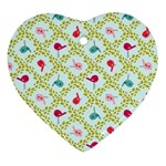 Birds Pattern Background Heart Ornament (Two Sides)