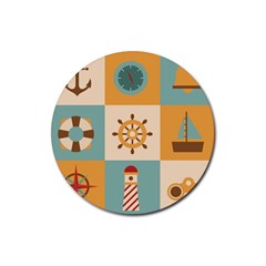 Nautical Elements Collection Rubber Round Coaster (4 Pack) by Simbadda
