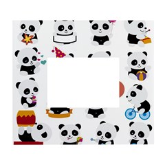 Playing Panda Cartoon White Wall Photo Frame 5  X 7 