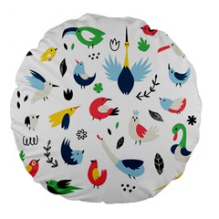 Vector Set Isolates With Cute Bird Scandinavian Style Large 18  Premium Flano Round Cushions by Simbadda