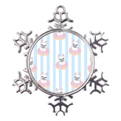 French-bulldog-dog-seamless-pattern Metal Large Snowflake Ornament