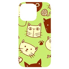 Cute-hand-drawn-cat-seamless-pattern Iphone 14 Pro Max Black Uv Print Case by Simbadda