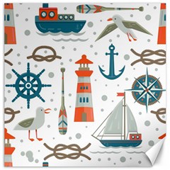 Nautical-elements-pattern-background Canvas 12  X 12  by Simbadda