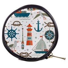 Nautical-elements-pattern-background Mini Makeup Bag by Simbadda