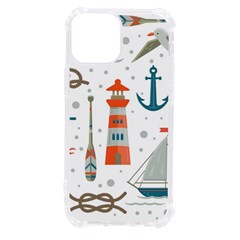 Nautical-elements-pattern-background Iphone 13 Mini Tpu Uv Print Case by Simbadda