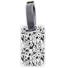 Seamless-pattern-with-black-white-doodle-dogs Luggage Tag (one Side) by Simbadda