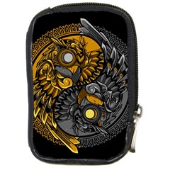 Yin-yang-owl-doodle-ornament-illustration Compact Camera Leather Case by Simbadda