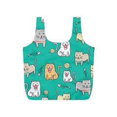 Seamless-pattern-cute-cat-cartoon-with-hand-drawn-style Full Print Recycle Bag (s) by Simbadda