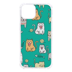 Seamless-pattern-cute-cat-cartoon-with-hand-drawn-style Iphone 13 Tpu Uv Print Case by Simbadda