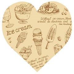 Ice-cream-vintage-pattern Wooden Puzzle Heart by Simbadda