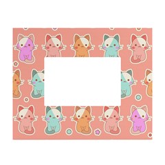 Cute-kawaii-kittens-seamless-pattern White Tabletop Photo Frame 4 x6  by Simbadda