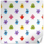 Seamless-pattern-cute-funny-monster-cartoon-isolated-white-background Canvas 12  x 12  11.4 x11.56  Canvas - 1