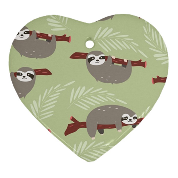 Sloths-pattern-design Heart Ornament (Two Sides)