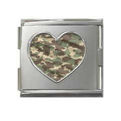 Camouflage Design Mega Link Heart Italian Charm (18mm) by Excel