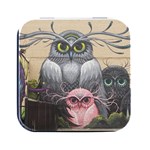 Graffiti Owl Design Square Metal Box (Black) Front