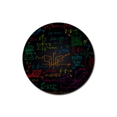 Mathematical-colorful-formulas-drawn-by-hand-black-chalkboard Rubber Coaster (round) by Simbadda