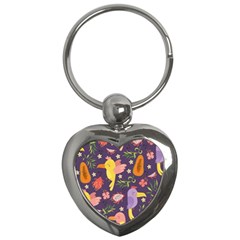 Exotic-seamless-pattern-with-parrots-fruits Key Chain (heart) by Simbadda