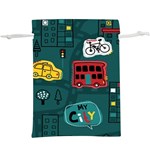 Seamless-pattern-hand-drawn-with-vehicles-buildings-road Lightweight Drawstring Pouch (XL) Back