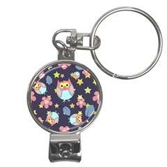 Owl-stars-pattern-background Nail Clippers Key Chain