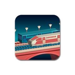 Bridge Transportation Train Toys Rubber Square Coaster (4 Pack) by Grandong