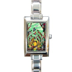 Monkey Tiger Bird Parrot Forest Jungle Style Rectangle Italian Charm Watch by Grandong