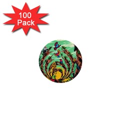 Monkey Tiger Bird Parrot Forest Jungle Style 1  Mini Buttons (100 Pack)  by Grandong