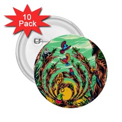 Monkey Tiger Bird Parrot Forest Jungle Style 2 25  Buttons (10 Pack)  by Grandong